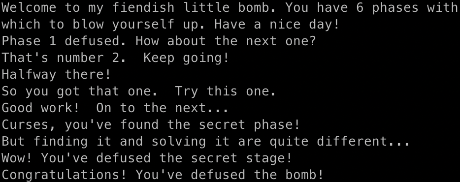CS:APP Bomb Lab Writeup